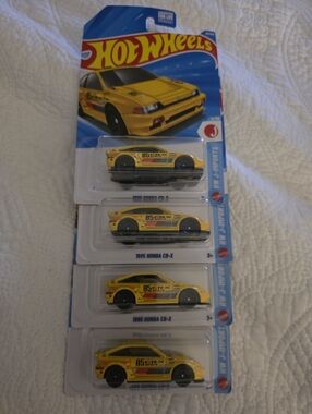 Honda CR-X Yellow Die-Cast Toy Car - 4 Pack